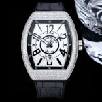 Franck Muller V45 SC DT series Silver steel case with White diamonds Diameter 42mm watch